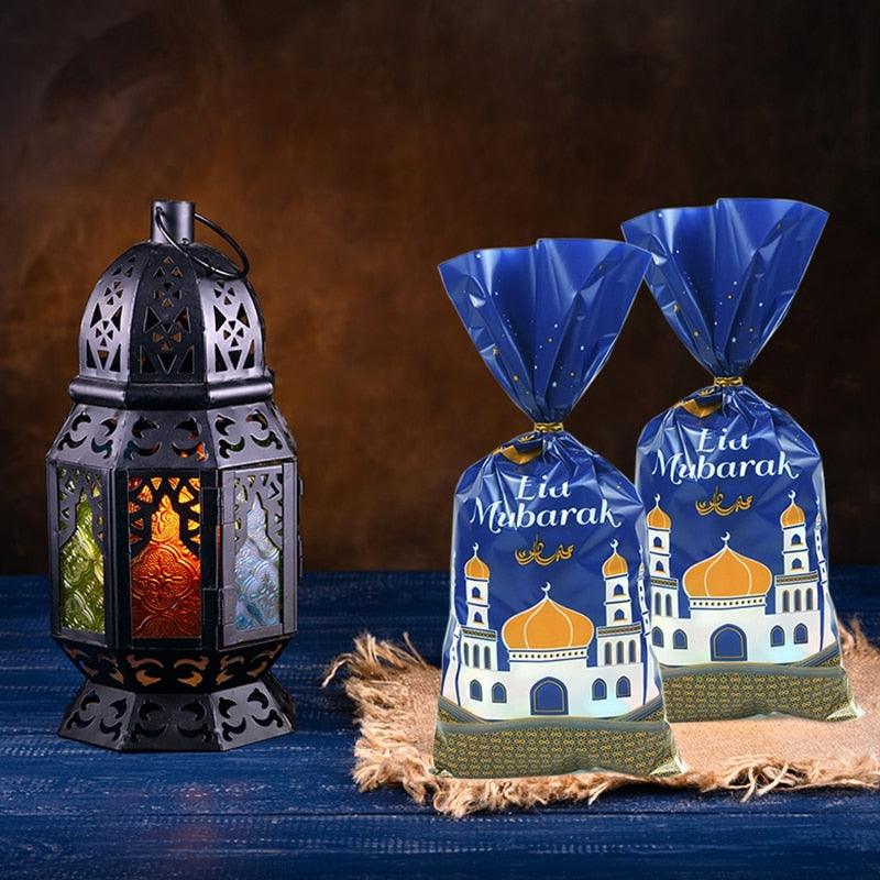 25/50pcs Eid Mubarak Gift Bags Plastic Candy Cookie Bag Ramadan Kareem Decoration 2023 Islamic Muslim Party Supplies Eid Gifts