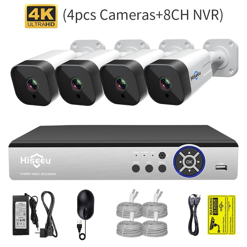 Hiseeu 4K 8MP 5MP 3MP 8CH POE IP Surveillance Camera Security System Kit Set AI Face Detection Two-way Audio Smart CCTV HD NVR