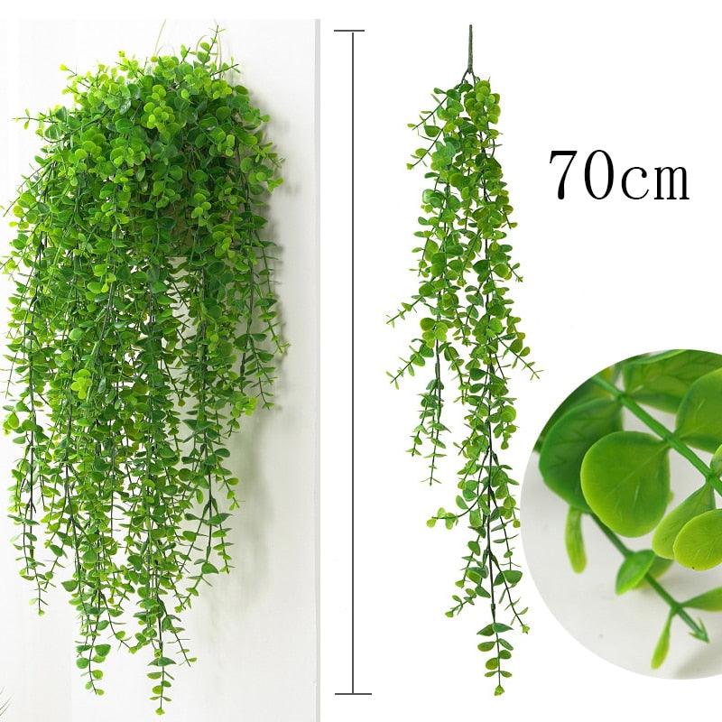 Artificial Plant Vines Wall Hanging Rattan Leaves Branches Outdoor Garden Home Decoration Plastic Fake Silk Leaf Green Plant Ivy