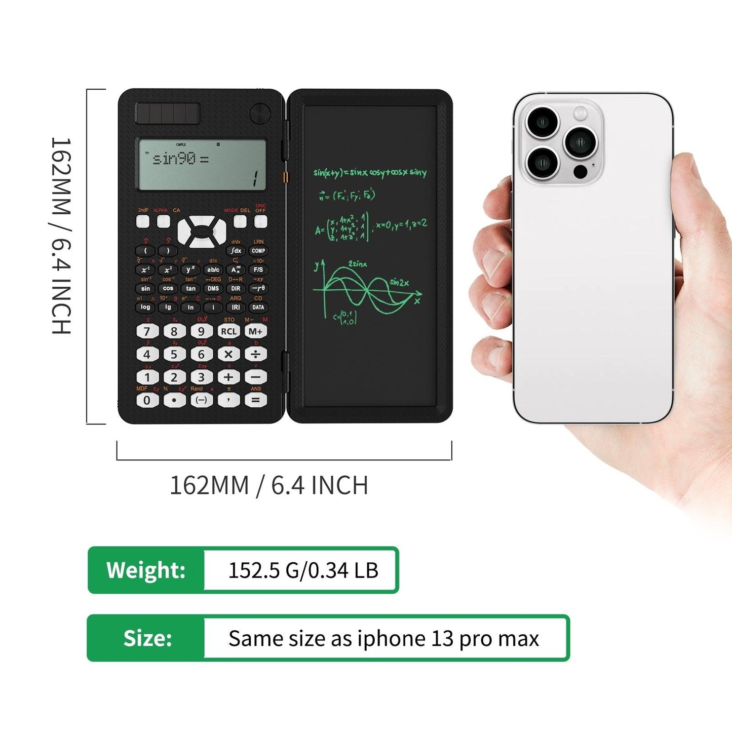 Scientific Calculator With Writing Tablet 991MS 349 Functions Engineering Financial calculator For School Students Office Solar