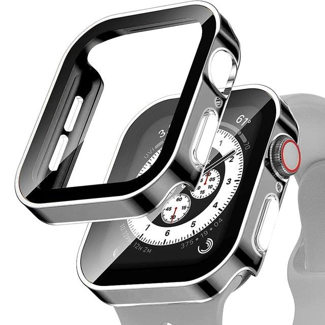Glass+Cover for Apple Watch case 45mm 41mm accessories 44mm 40mm Tempered Screen Protector Protective iWatch series 7 8 SE 6 5 4