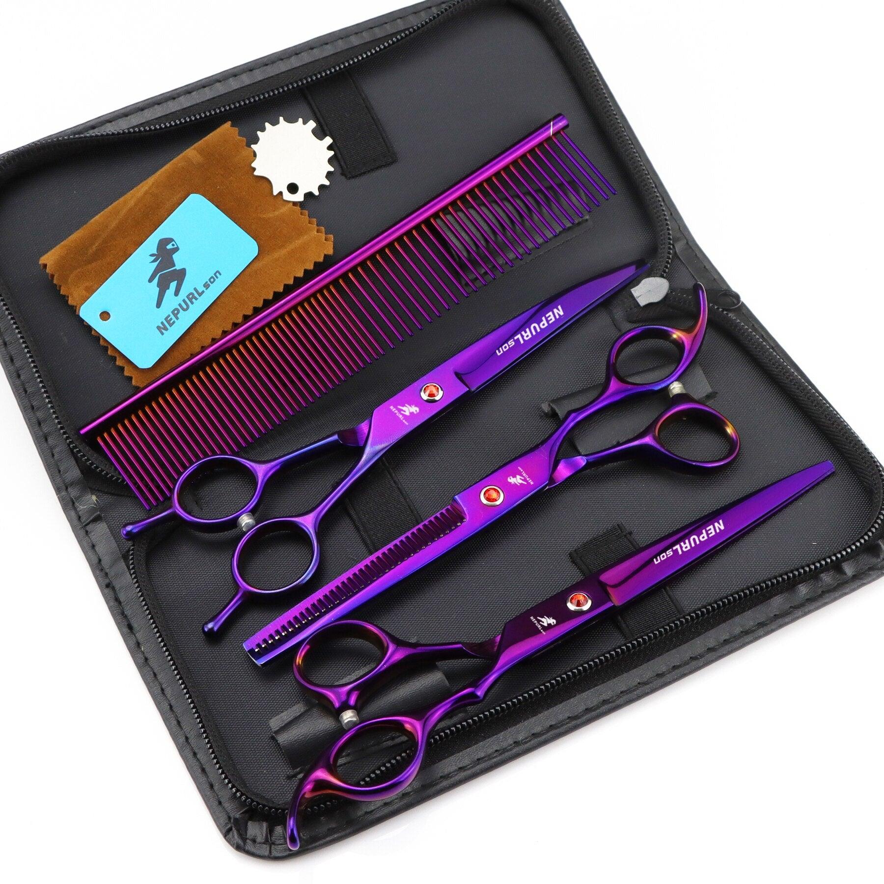 7/8.0 inch Pet grooming scissors set straight cut teeth cut fish bone scissors prt grooming