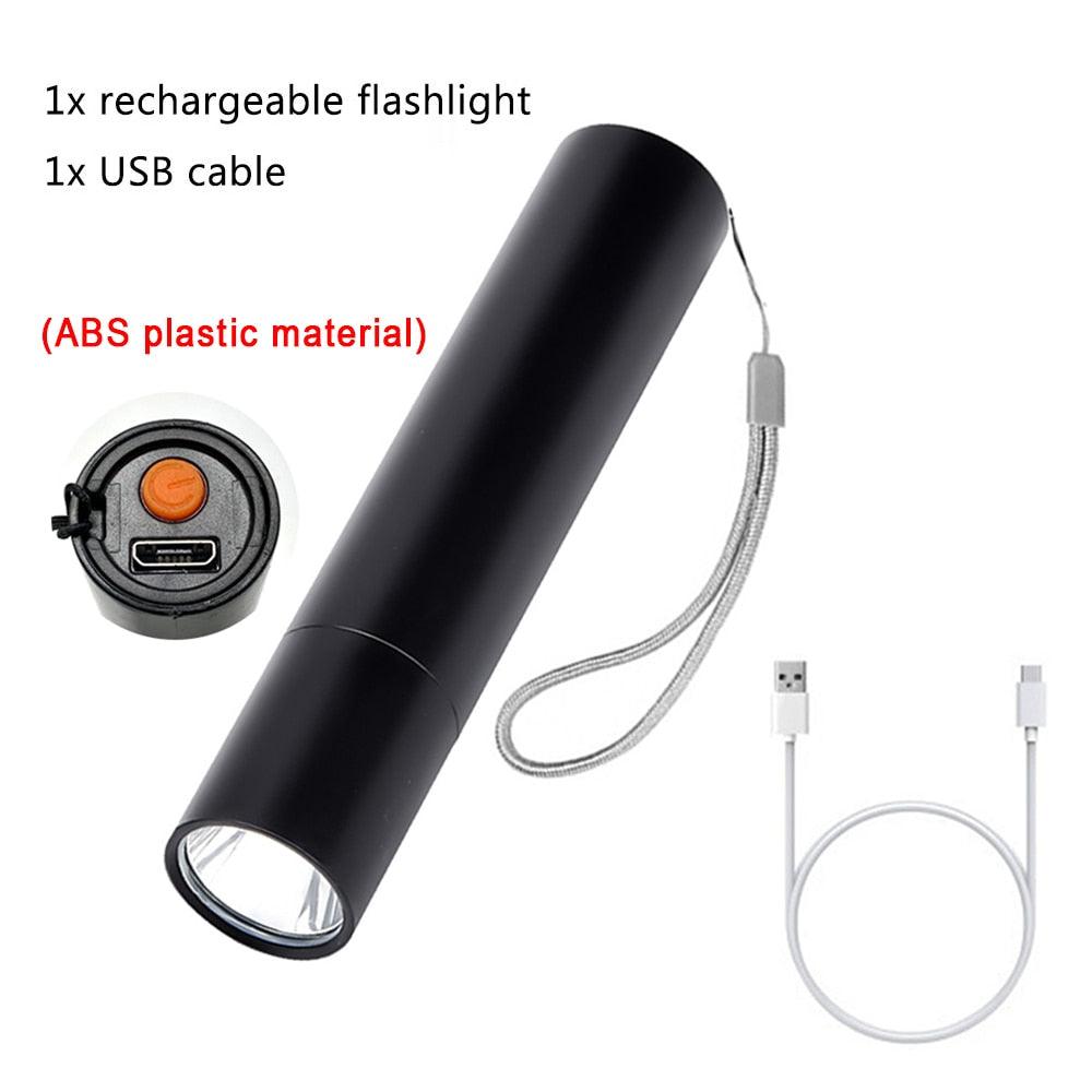 Portable Mini LED Flashlight XPE COB Flashlight with 3 Modes Rechargeable Zoom Flashlight Light Waterproof Camping Light