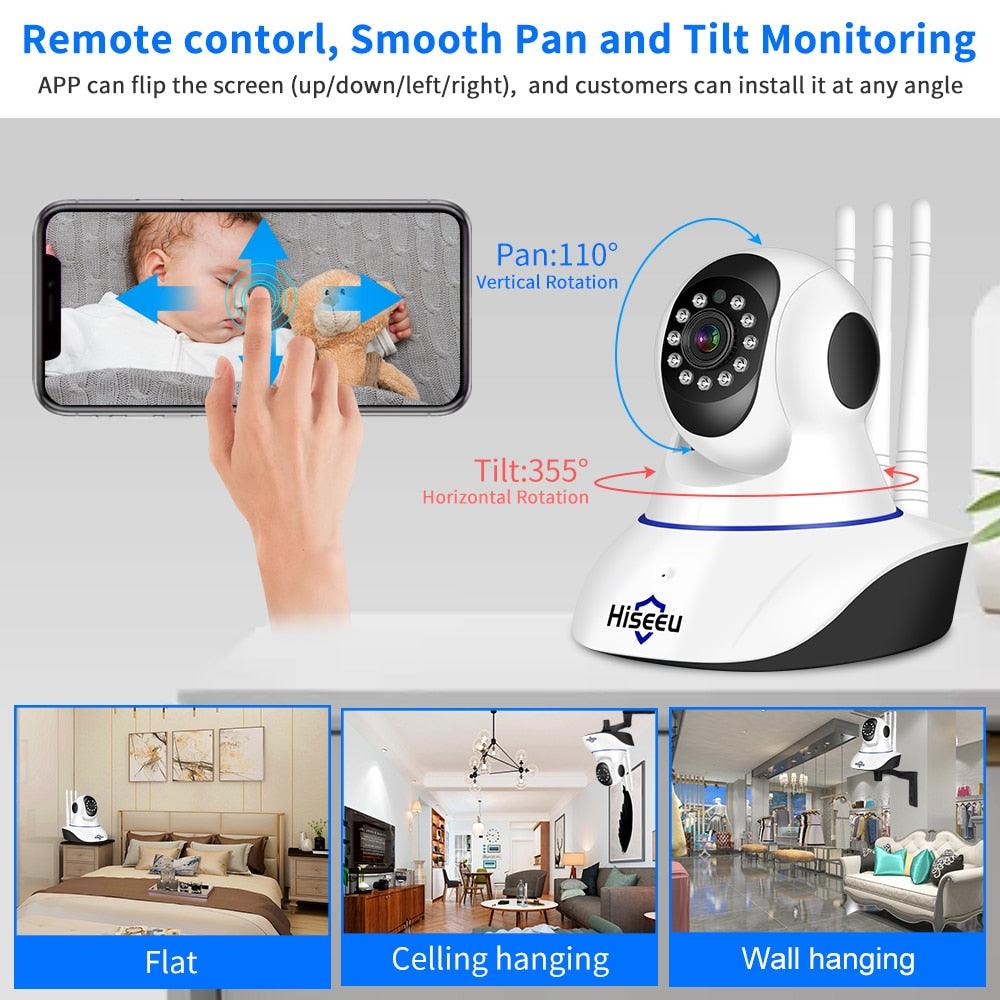 Hiseeu Home Security 2MP 5MP Wifi IP Camera Audio Record Indoor P2P HD CCTV Baby Monitor Wifi Security Camera for Home