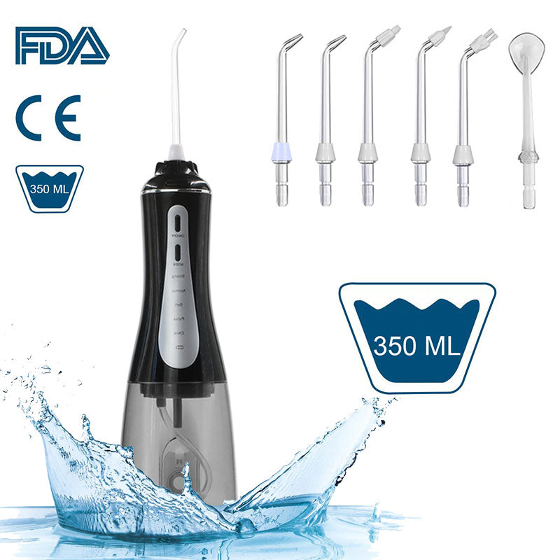 Oral Irrigator 5 Modes Portable Rechargeable Dental Water Jet 6 Nozzles Waterproof 300ML Tank Water Flosser For Teeth Whitening