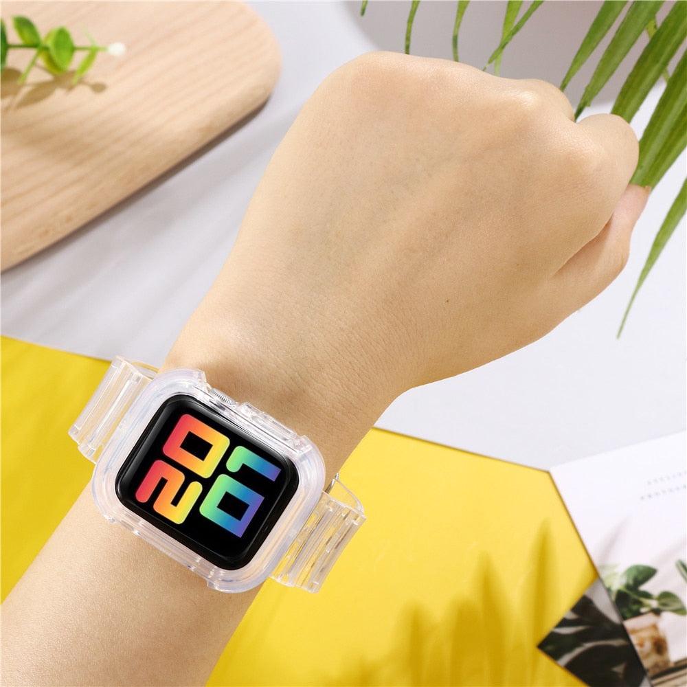 silicone Strap for Apple Watch 8 Band 45MM 41 42 mm 40 44 38mm Transparent Correa Sport loop wrist Iwatch Series 8 7 6 se 5 4 3