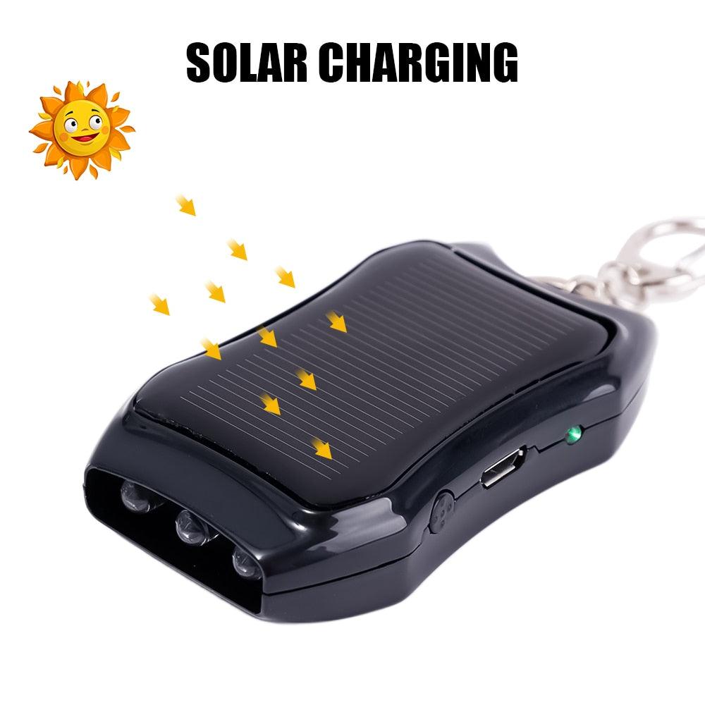 Multifunctioal Solar Powered LED Flashlight 1200mAh Power Bank Portable Outdoor Lamp Keychain Solar Charger For Mobile Phones