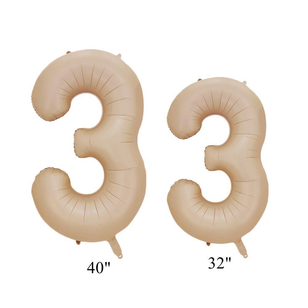 1pc 32/40inch Cream/Caramel Color 1-9 Digital Balloon for 30 40 50 Adult Kids Happy Birthday Party Decoration DIY Party Supplies