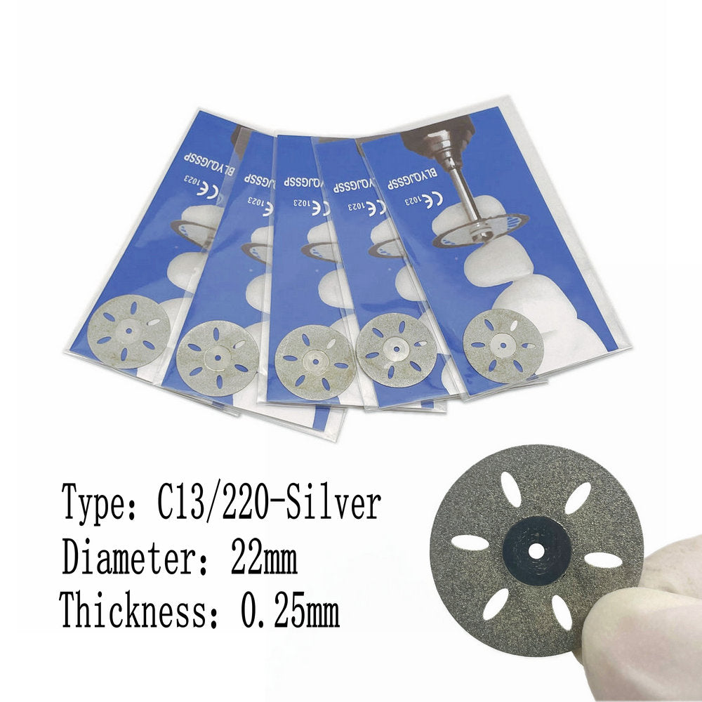5pcs Dental Diamond Disc Disks Double Sided Grit Cutting Disc Tool Thickness Dental Lab C19/220