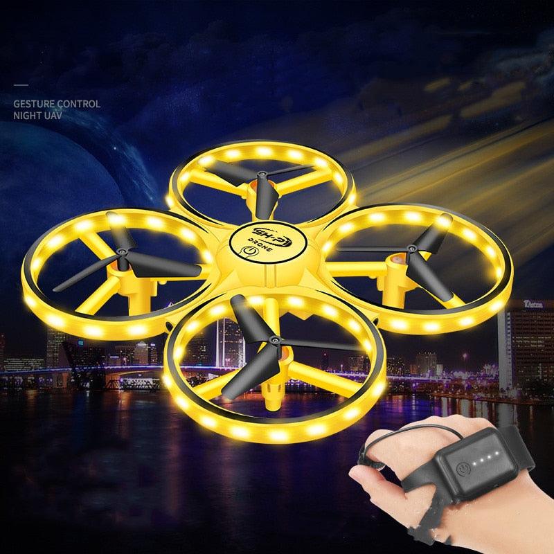 2023New RC Mini Quadcopter Induction Drone Smart Watch Remote Sensing Gesture Aircraft UFO Hand Control Drone Altitude Hold Kids