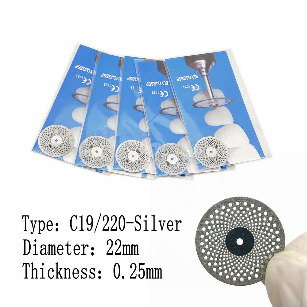 5pcs Dental Diamond Disc Disks Double Sided Grit Cutting Disc Tool Thickness Dental Lab C19/220
