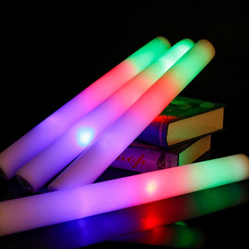 12/15/30/60Pcs LED Glow Sticks Bulk Colorful RGB Glow Foam Stick Cheer Tube Dark Light for Xmas Birthday Wedding Party Supplies