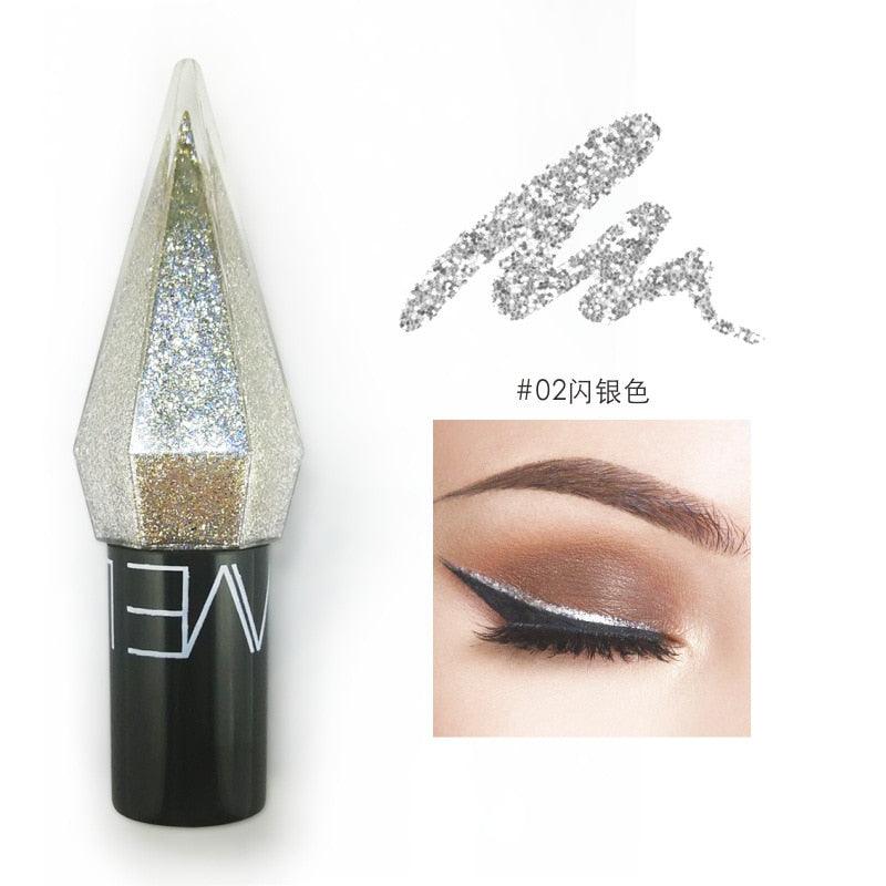Diamond Shiny Eye Liners Eyeshadow Waterproof Silver Rose Gold Color Glitter Sequins Eyeliner Eye Shadow Makeup Beauty Cosmetics