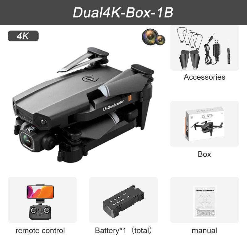 JINHENG XT6 Mini Drone 4K 1080P HD Camera WiFi Fpv Air Pressure Altitude Hold Foldable Quadcopter RC Dron Kid Toy Boys GIfts