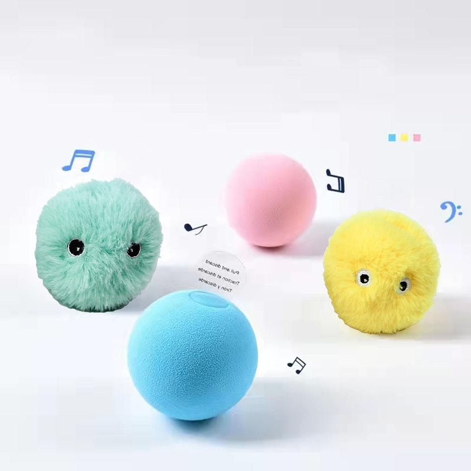 Smart Cat Toys Interactive Ball Plush Electric Catnip Training Toy Kitten Touch Sounding Pet Product Squeak Toy Ball Cat Supplie