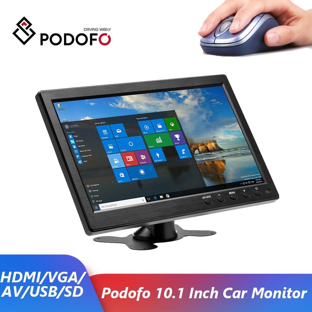 Podofo 10.1&quot; Inch Car Monitor With HDMI VGA for TV &amp; Computer Display LCD Color Screen Car Backup Camera &amp; Home Security System