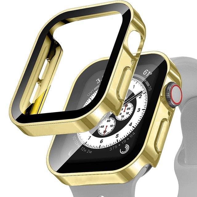 Glass+Cover for Apple Watch case 45mm 41mm accessories 44mm 40mm Tempered Screen Protector Protective iWatch series 7 8 SE 6 5 4