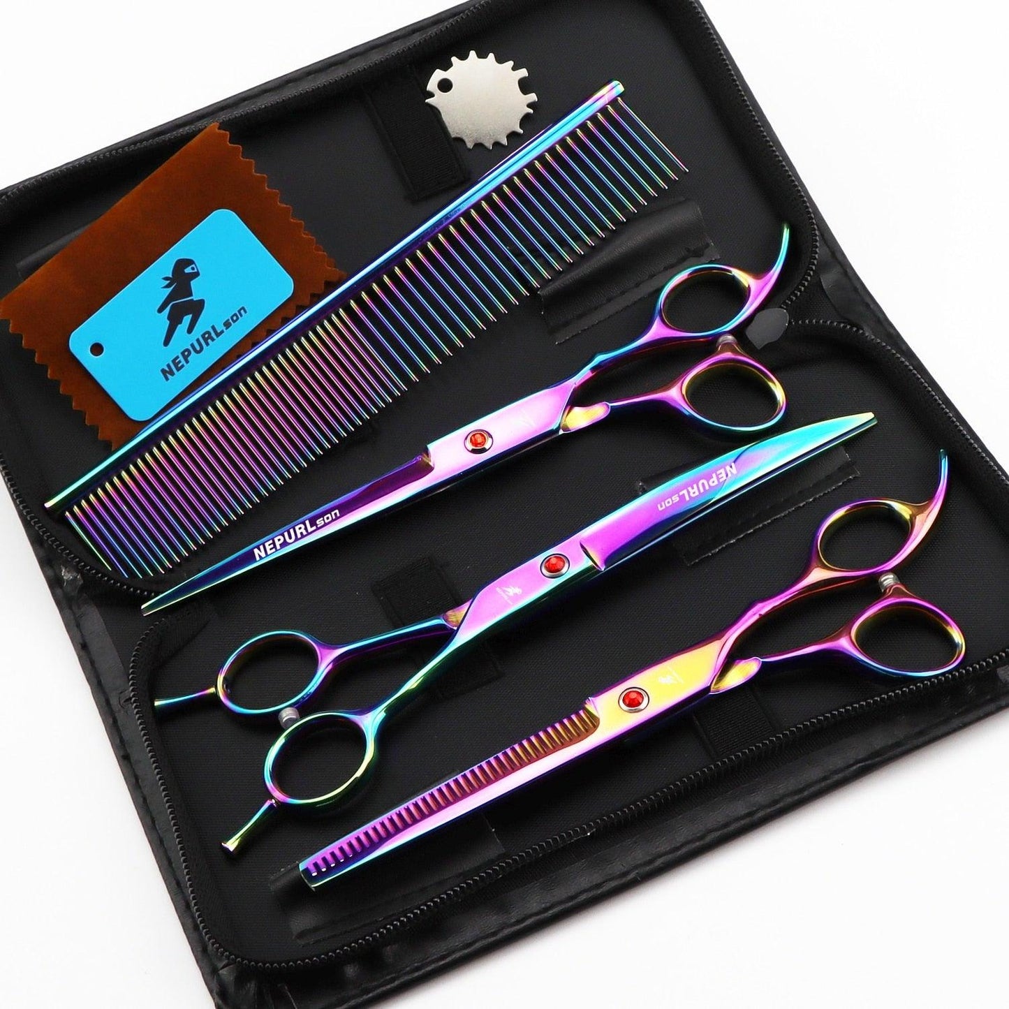 7/8.0 inch Pet grooming scissors set straight cut teeth cut fish bone scissors prt grooming