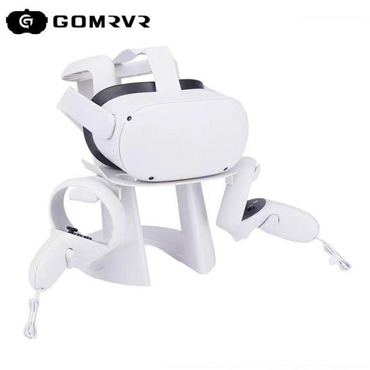 GOMRVR VR Headset and Touch Controllers Display Stand, Helmet &amp; Handle Holder Mount Station for Oculus Quest 2 (White)