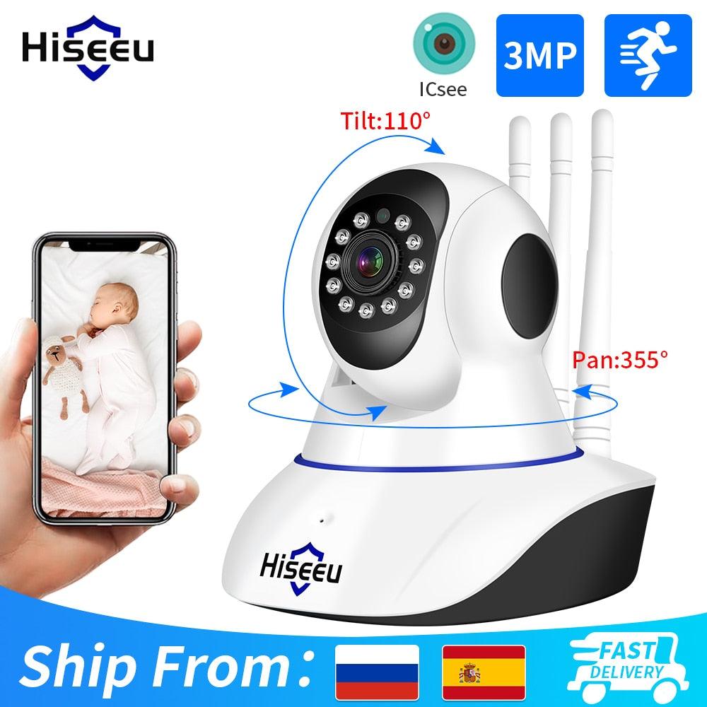 Hiseeu Home Security 2MP 5MP Wifi IP Camera Audio Record Indoor P2P HD CCTV Baby Monitor Wifi Security Camera for Home