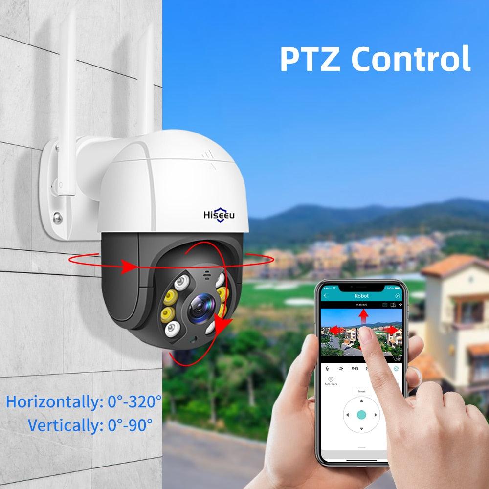 Hiseeu 4K 8MP Smart Wifi PTZ Camera 5x Digital Zoom AI Human Detection ONVIF Wireless CCTV IP Camera Home Security Protection