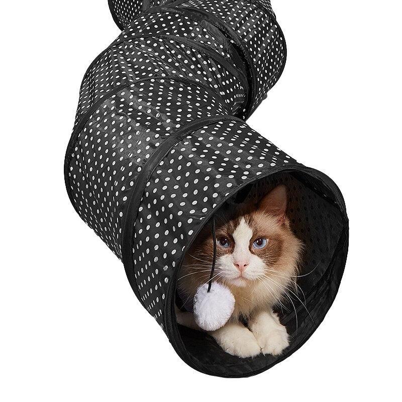 CAWAYI KENNEL Pet Cat Tunnel S-shape Collapsible Hole Indoor Outdoor Tube Kitty Tunnel Cat Pet Toy Space-Saving Cat Training Toy