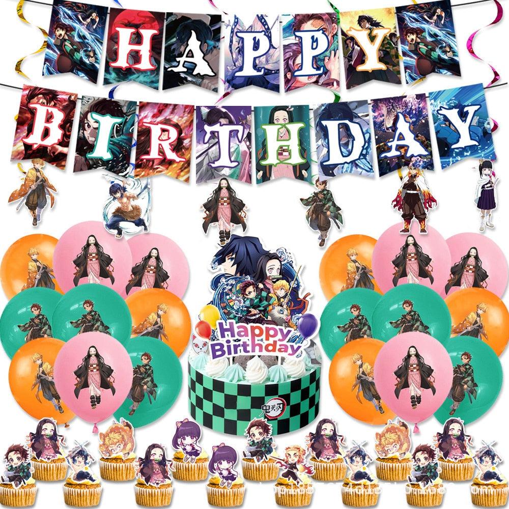 Kimetsu No Yaiba Tableware Paper Plates Cups Napkins Demon Slayer Theme Party Decor Baby Shower Boys Birthday Party Supplies