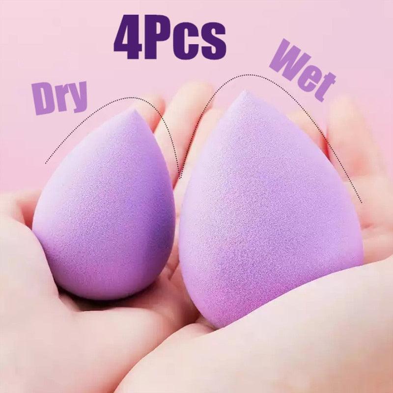 4Pcs Makeup Sponge Powder Puff Dry and Wet Combined Beauty Cosmetic Ball Foundation Powder Puff Bevel Cut Make Up Sponge Tools