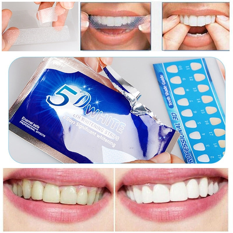 5D Gel Teeth Whitening Strips Tandheelkundige Kit Mondhygiëne Care Strip Voor Valse Tanden Veneers Tandarts Seks Witter gel