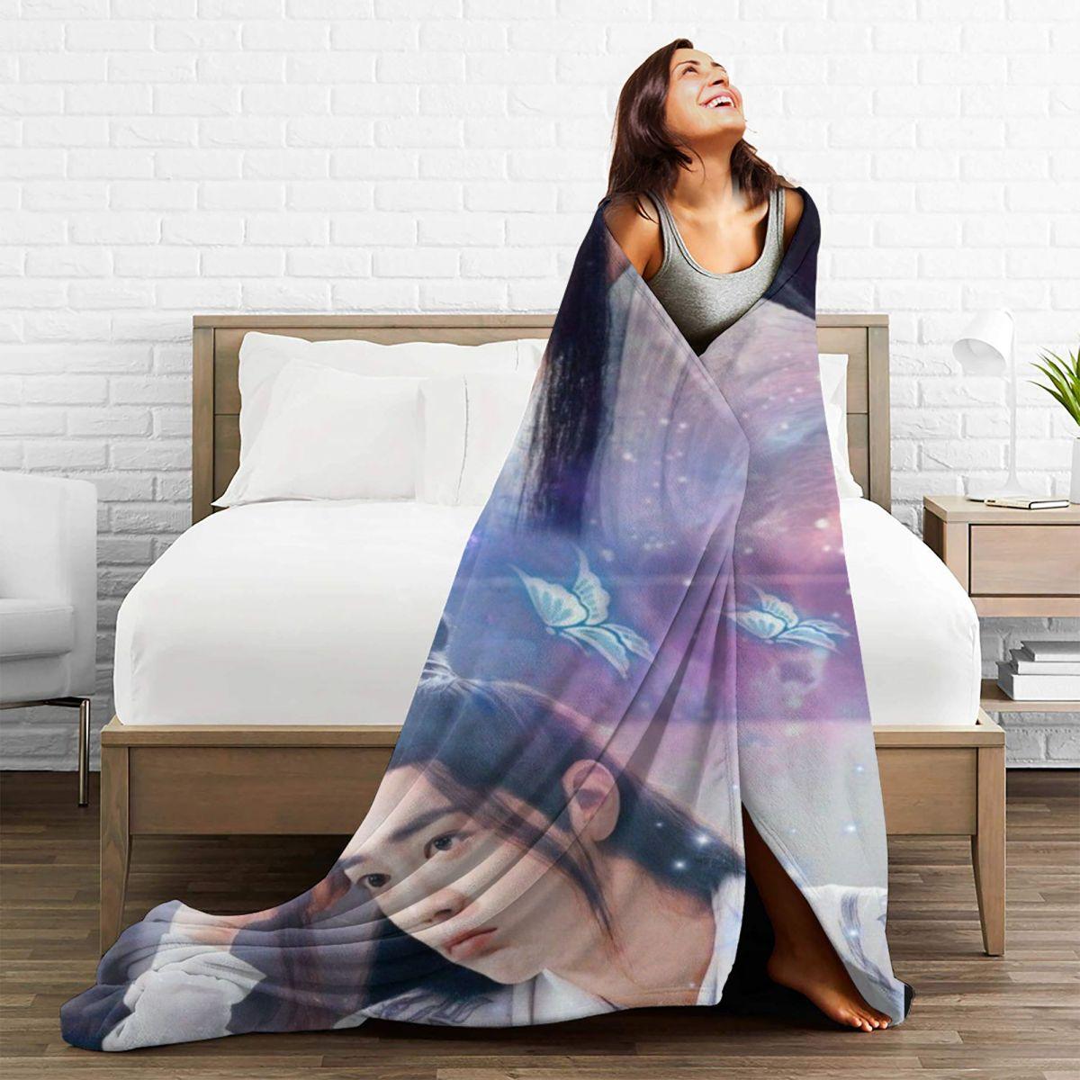 The Untamed Blankets Fleece Autumn/Winter Xiao Zhan Wang Yi Bo Breathable Super Warm Throw Blankets for Sofa Outdoor Rug Piece