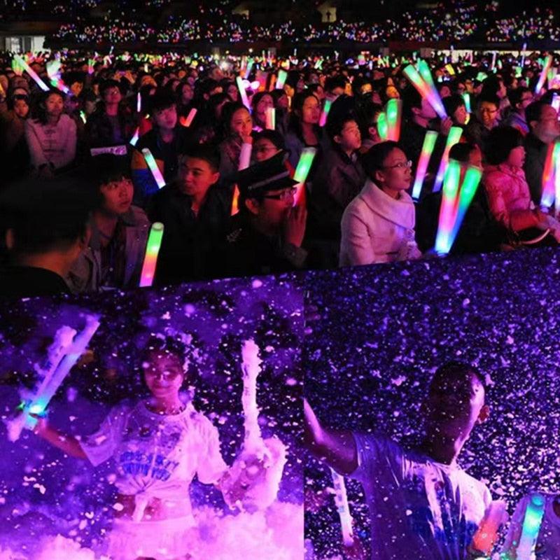 12/15/30/60Pcs Bulk Colorful LED Glow Sticks RGB LED Glow Foam Stick Cheer Tube Dark Light Birthday Wedding Party Supplies