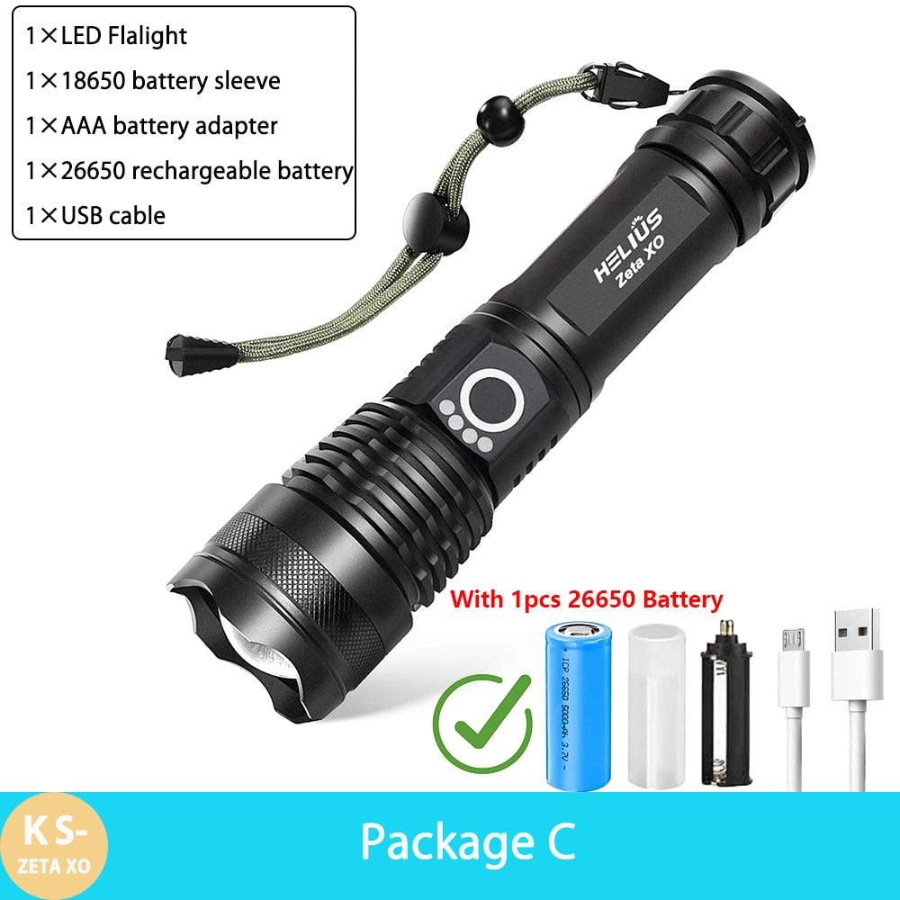 KENSUN High Power XHP70 Rechargeable Led Flashlight 4 Core Torch Zoom Usb Hand Lantern For Camping, Outdoor &amp; Emergency Use ﻿