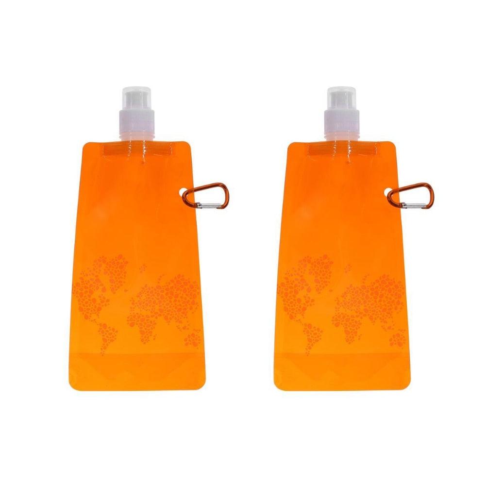 2pcs Portable Ultralight Foldable Water Bag Silicone Water Bottle Bag Outdoor Sport Supplies Hiking Camping Soft Flask Water Bag