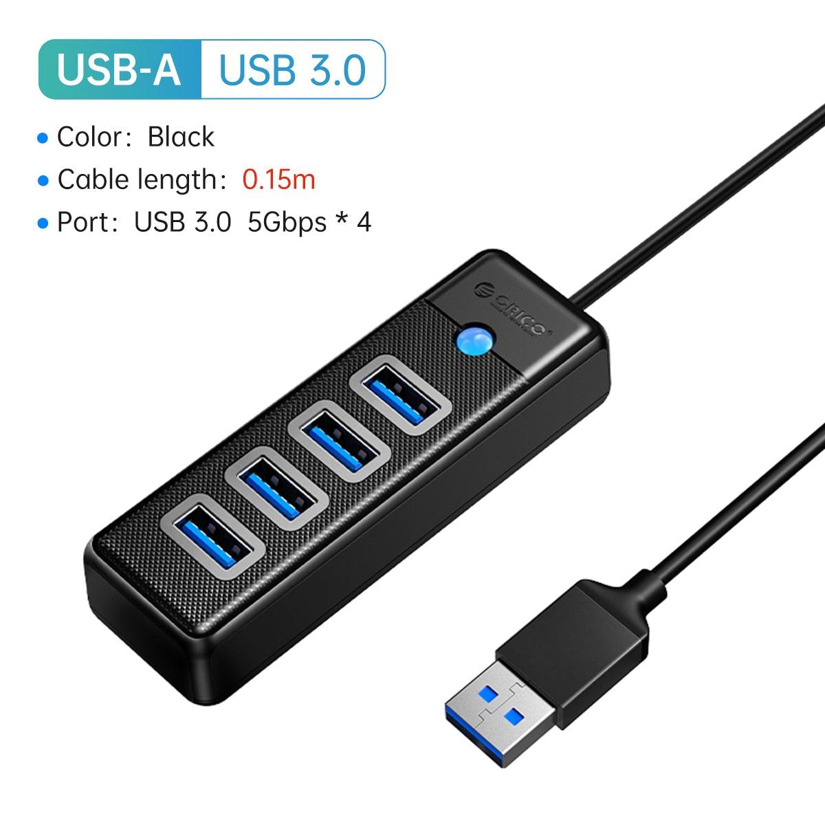 ORICO 4 Ports USB 3.0 5Gbps High Speed Multi Type C Splitter Ultra-Slim OTG Adapter For PC Computer Accessories Macbook Pro
