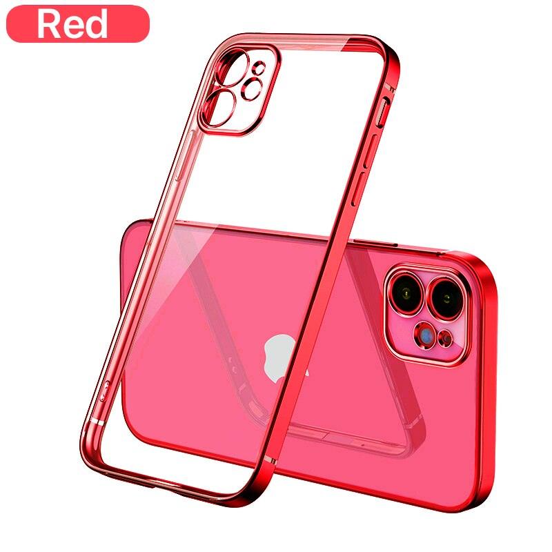Luxury Square Plating Frame Transparent Case For iPhone 14 Plus 13 11 12 Pro Max Mini X XR XS SE 7 8 Silicone Shockpoof Cover