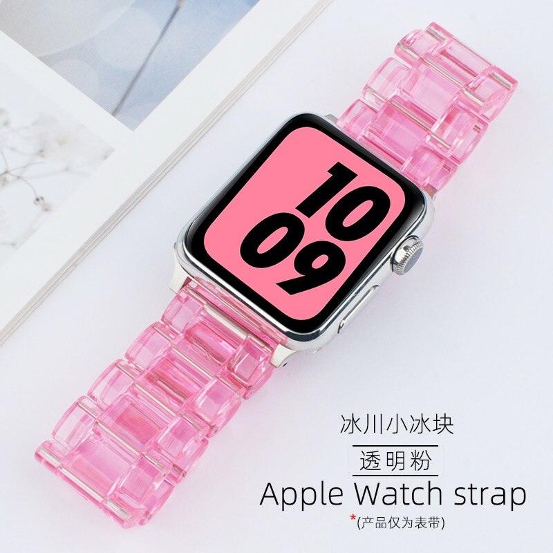 Transparent Resin Watch Band for Apple Watch 7 6 5 4 45mm 42/44mm Strap Bracelet for IWatch 41mm 38mm 42mm Series 6 5 4 3 correa