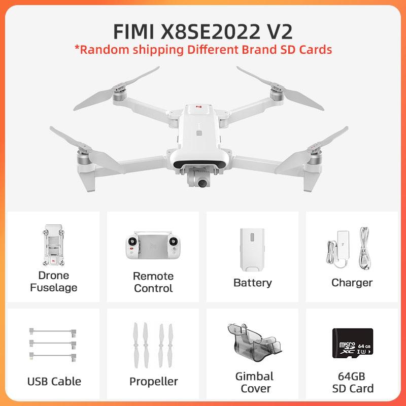 FIMI X8SE 2022 V2 Camera Drone 10KM 4K professional Quadcopter camera RC Helicopter FPV 3-axis Gimbal 4K Camera GPS RC Drone