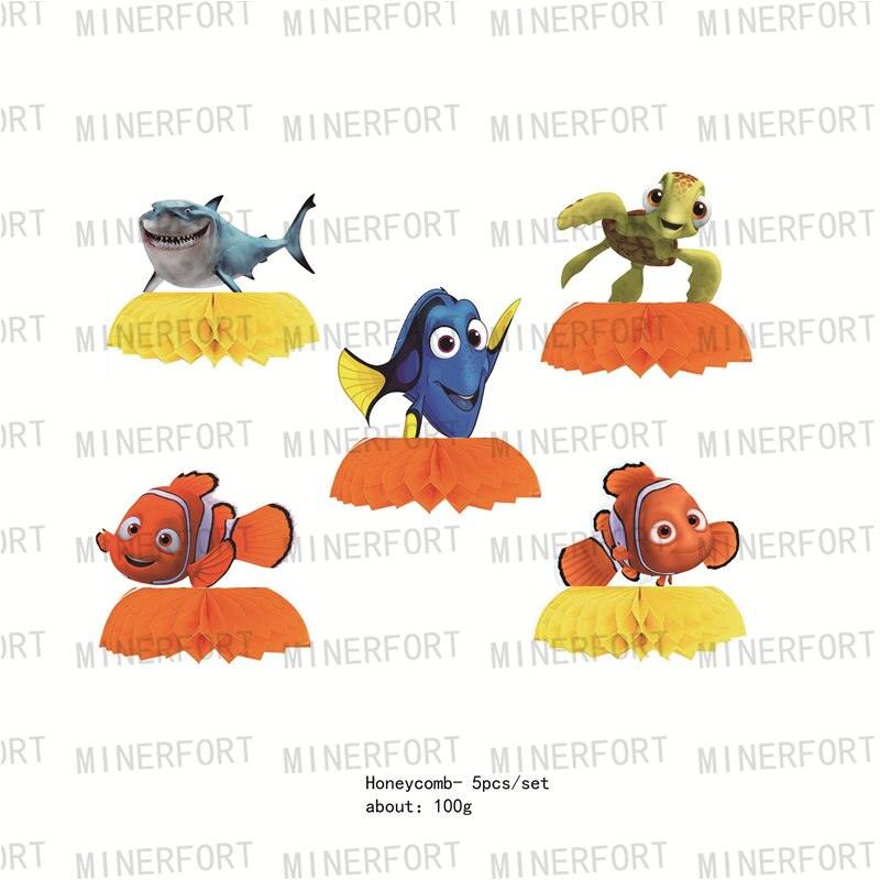 Finding Nemo Theme Birthday Party Decorations Cake Topper Balloons Happy Birthday Swirls Stickers Kids Party Supplies Decor