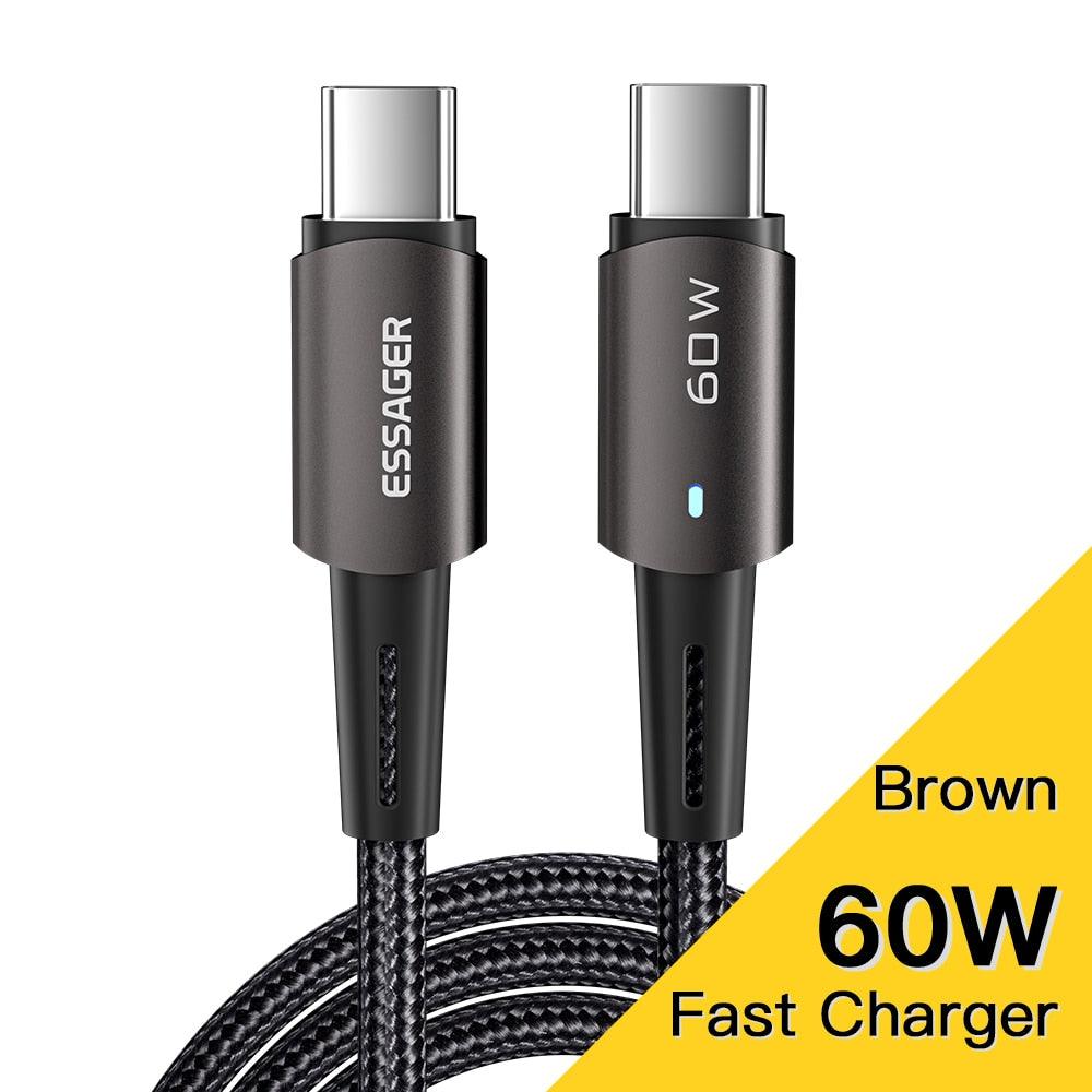 USB C To USB C Cable PD100W 60W Fast Charge Mobile Cell Phone Charging Cord Wire For Xiaomi Samsung Huawei Macbook iPad