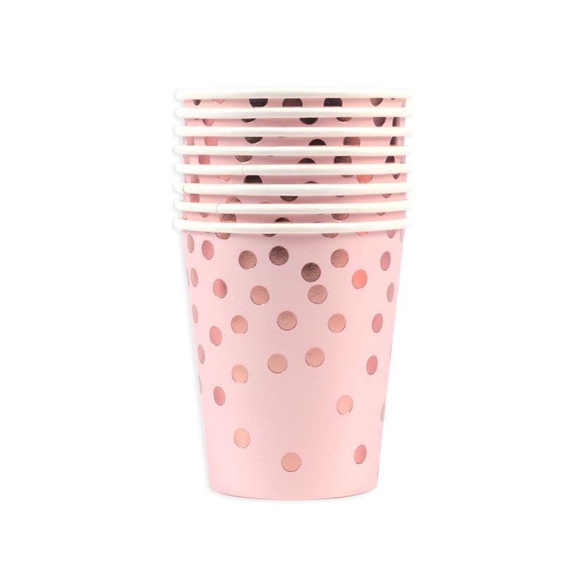 Rose Gold Party Disposable Tableware Set Party Table Decoration Paper Cups Plates Straws Wedding Birthday Party Supplies