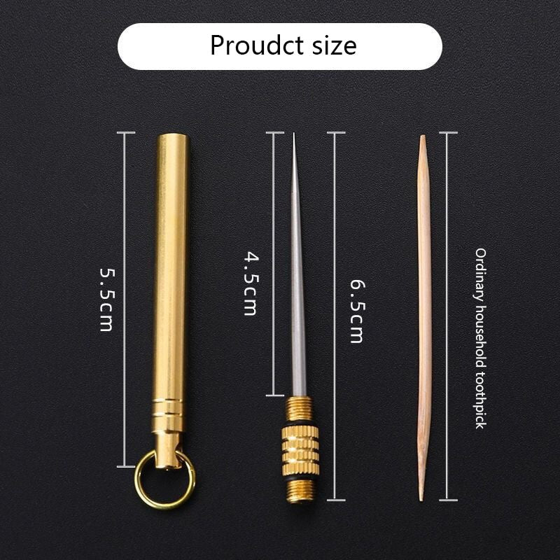 Titanium Outdoor Portable Multifunctional Toothpick Bottle Fruit Fork Camping Tool Toothpick Tube Stronger Than Dental Floss