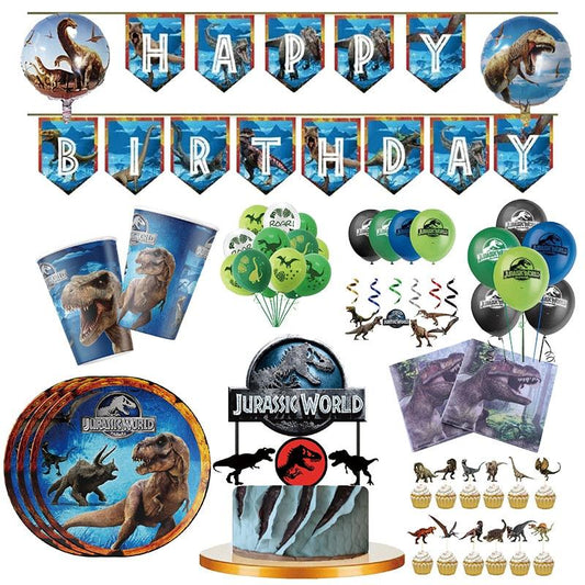New Jurassic World Theme Party Disposable Tableware Jurassic World Dino Birthday Party Decorations Jungle Party Supplies Toys