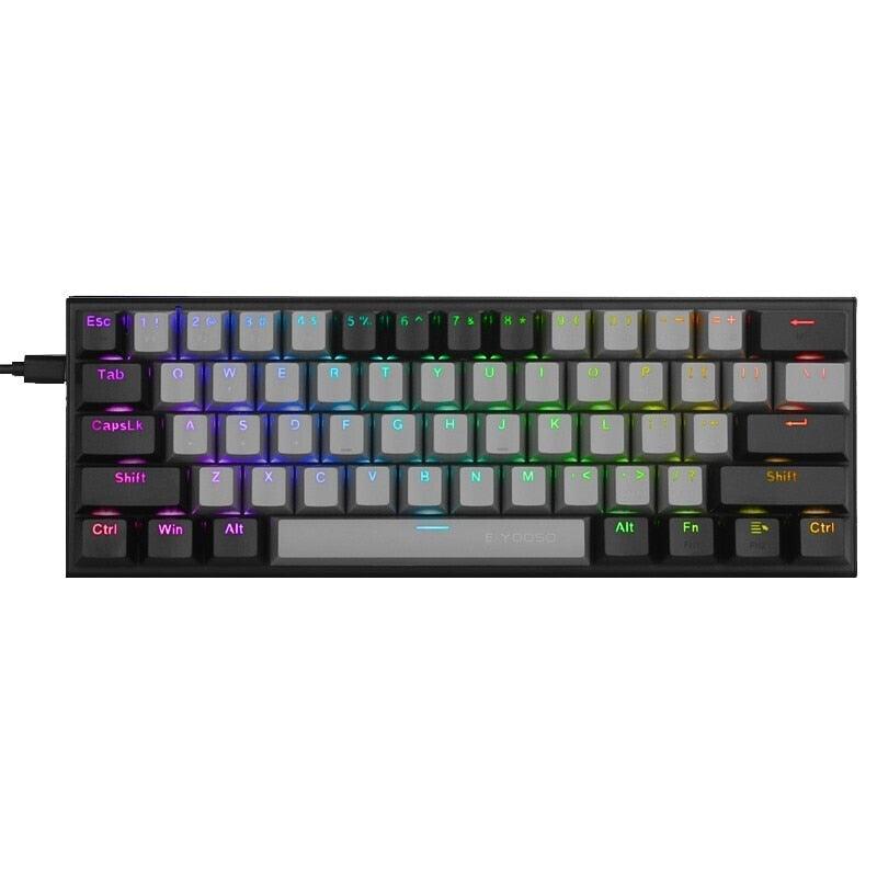 61 Keys Mechanical Keyboard Game Keypad RGB Backlight Type-C USB Wired Waterproof 60% PC Gaming Keyboard for PC Desktop Laptop