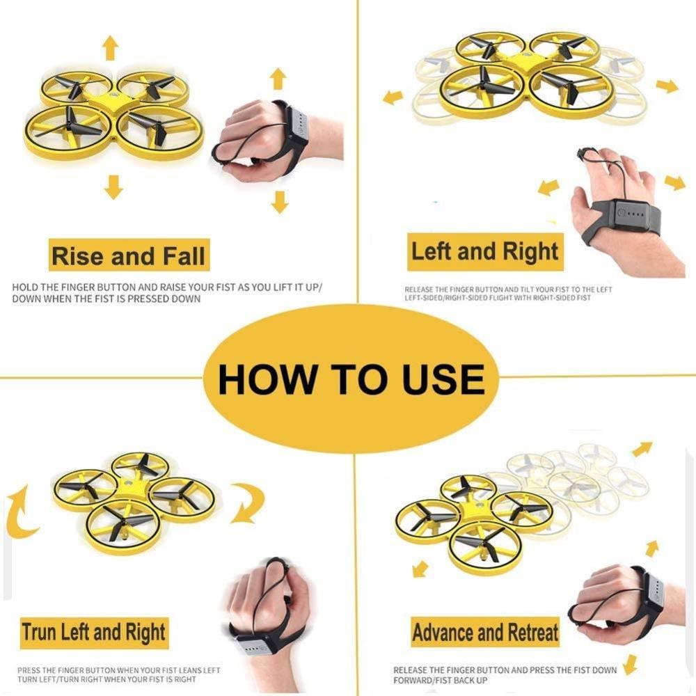 2023New RC Mini Quadcopter Induction Drone Smart Watch Remote Sensing Gesture Aircraft UFO Hand Control Drone Altitude Hold Kids