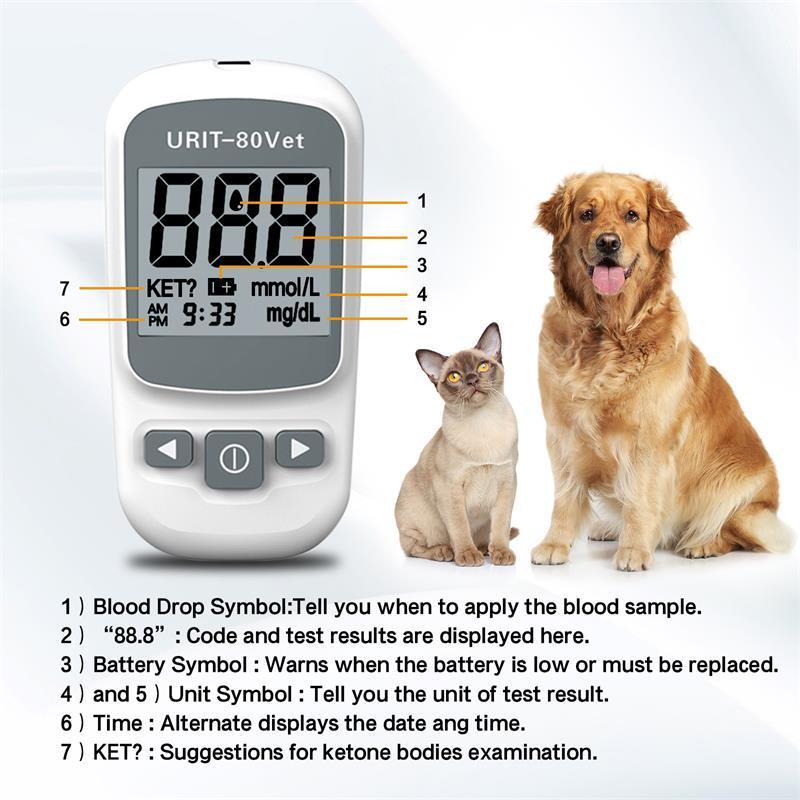 URIT Pet Blood Glucose Meter Blood Glucose Monitoring System for Dogs and Cats with Diabetes