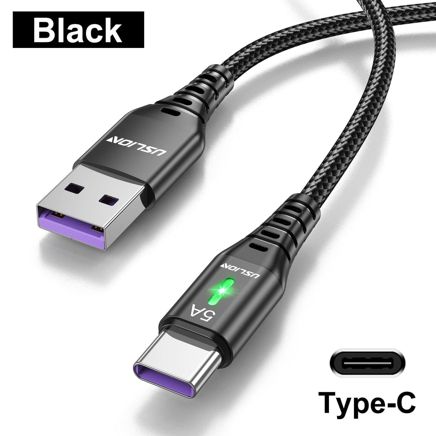 USLION 5A USB Type C Cable Mobile Phone Fast Charging Data Cord For Samsung S22 Xiaomi 12 Pro Poco F3 X4 GT Oneplus 10 Realme 3M