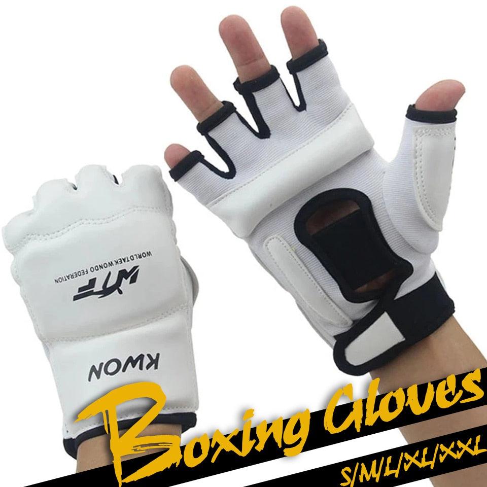 GOBYGO Half Finger Boxing Gloves PU Leather MMA Fighting Kick Boxing Gloves Karate Muay Thai Training Workout Gloves Kids Men