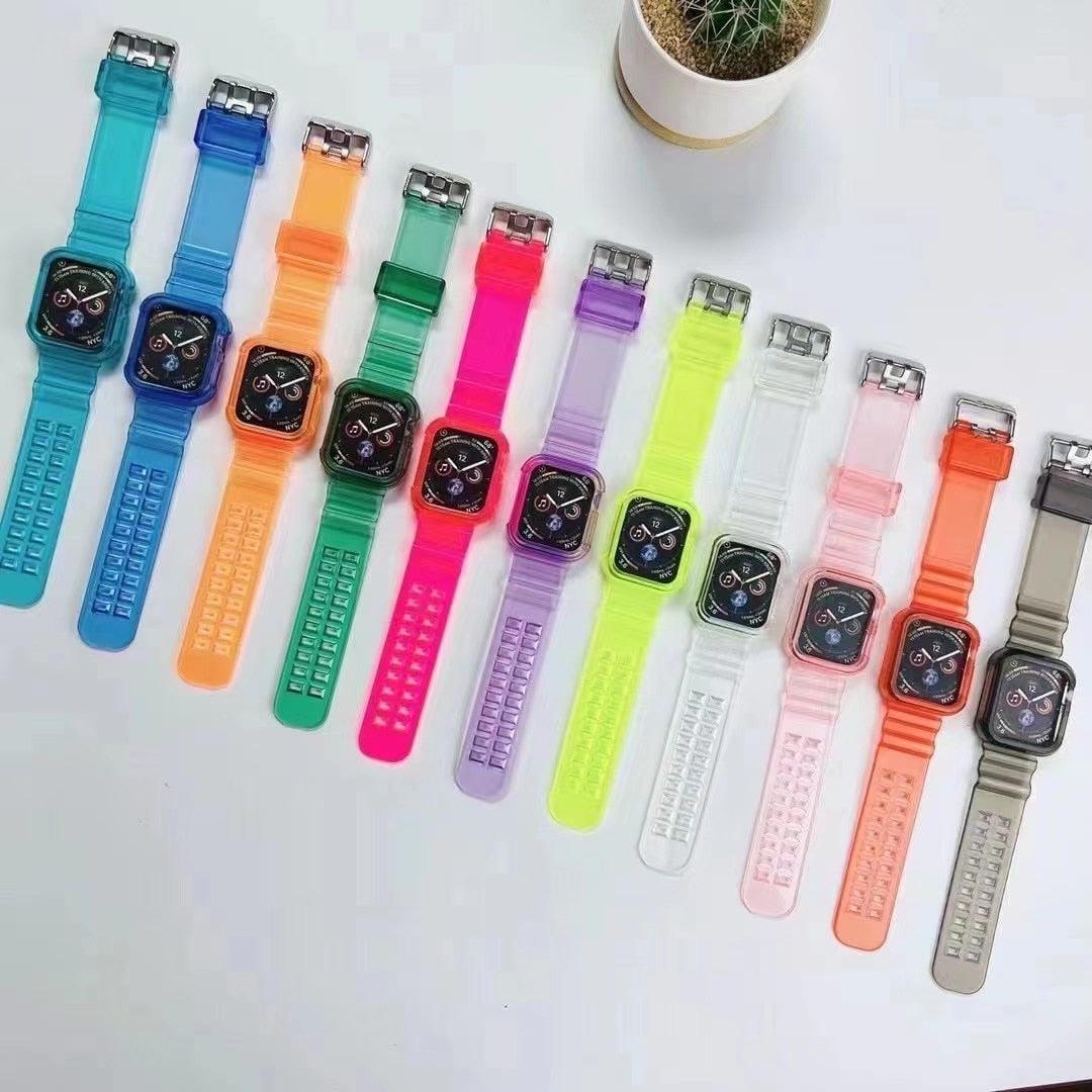 silicone Strap for Apple Watch 8 Band 45MM 41 42 mm 40 44 38mm Transparent Correa Sport loop wrist Iwatch Series 8 7 6 se 5 4 3