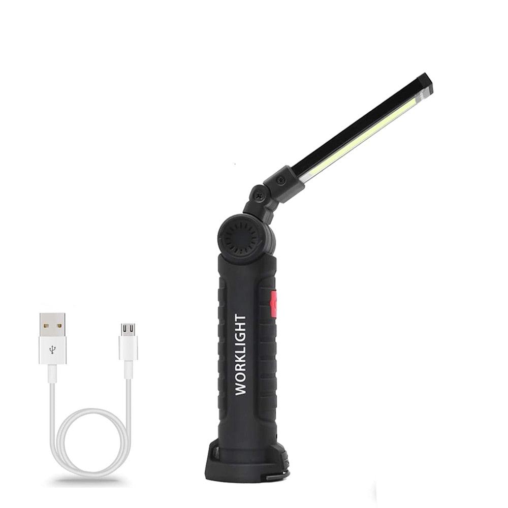 New Portable COB LED Flashlight USB Rechargeable Work Light Magnetic Lanterna Hanging Lamp with Built-in Battery Camping Torch