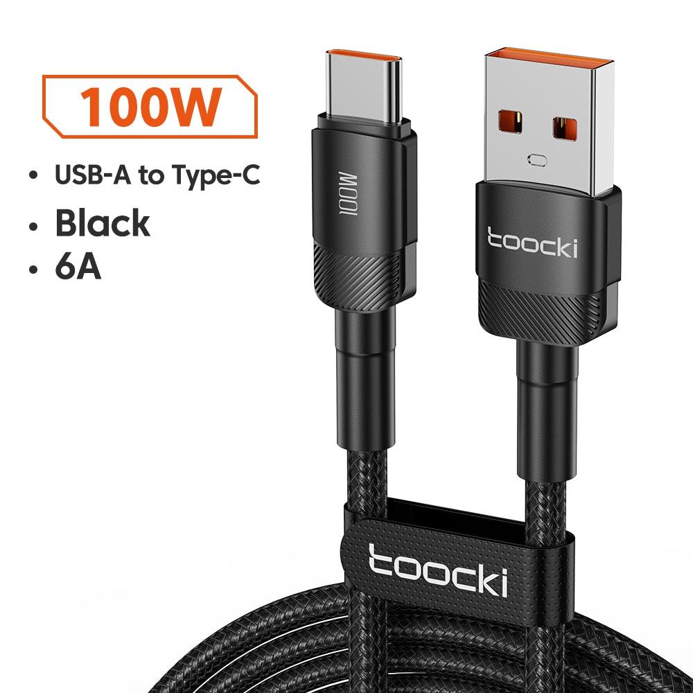 Toocki 6A USB Type C Cable For Huawei Honor 100W/66W Fast Charging Charger USB C Data Cord Cable For Xiaomi Poco Oneplus Samsung